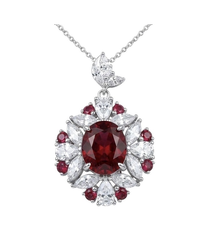 Luxurious 10.9 carat natural Mozambique Ruby .925 Sterling Silver .925 Sterling Silver Statement Necklace
