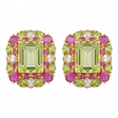 Esperanza - Luxurious 22.2 Lemon Quartz 18K Gold over .925 Sterling Silver handmade Earrings