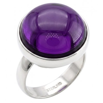 Top quality 24.4 carat Amethyst .925 Sterling Silver dipped in rhodium Handcrafted Large Ring size 8