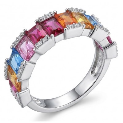 My own Rainbow - authentic 8.7 carat Topaz .925 Sterling Silver Ring size 6
