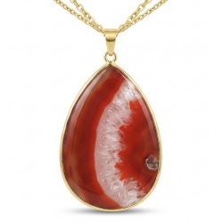 Talisman to banish fear and inspire action - Natural Carnelian Agate golden Necklace