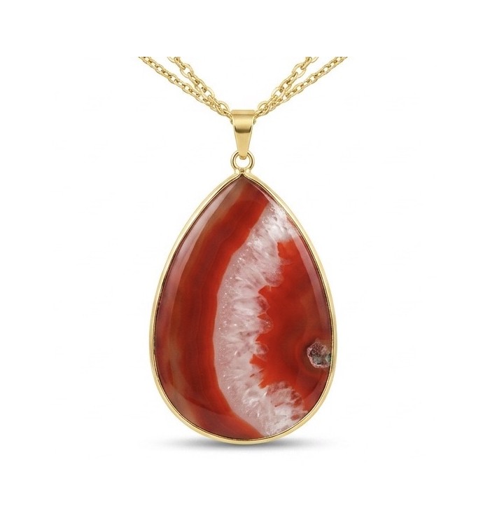 Talisman to banish fear and inspire action - Natural Carnelian Agate golden Necklace