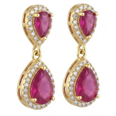 Giovanna - Magnificent Jewel 4.8 carat Mozambique Ruby 22K Gold over .925 Sterling Silver handcrafted incredible earrings