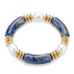Vintage style Luxurious Blue Resin Golden stretch Bracelet