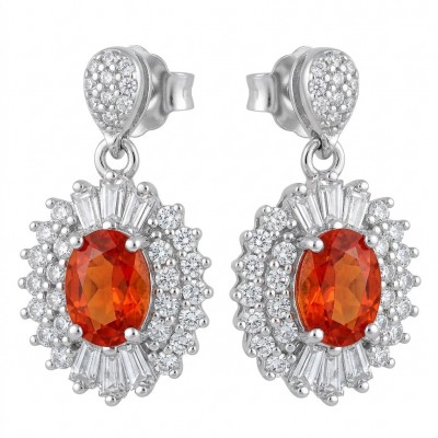 Valentina 2.5 carat Padparadscha Orange Sapphire .925 Sterling Silver handcrafted earrings