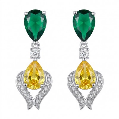 6.8 carat pearl cut Topaz rhodium over .925 Sterling Silver Handcrafted Statement earrings