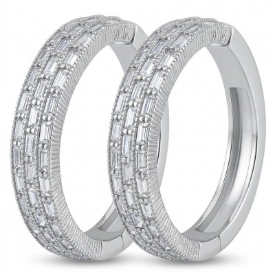 Allure Natural 10.2 carat White Topaz .925 Sterling Silver handcrafted hoop earrings