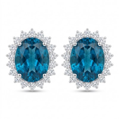 Atlantica 8.7 carat Swiss Blue Topaz .925 Sterling Silver Handcrafted earrings