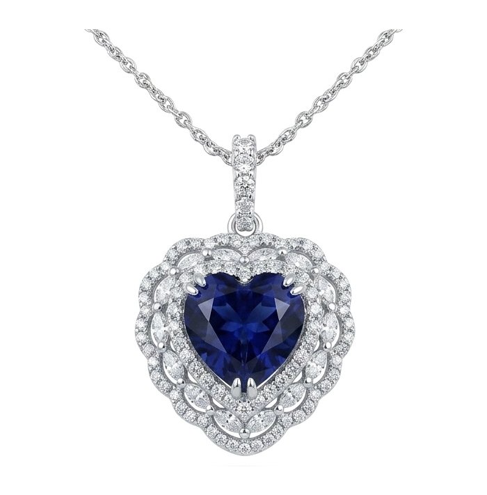 Titanic - Heart of The Ocean Necklace ~ 8.5 Ct Tanzanite Necklace In 925 Sterling Silver necklace - video
