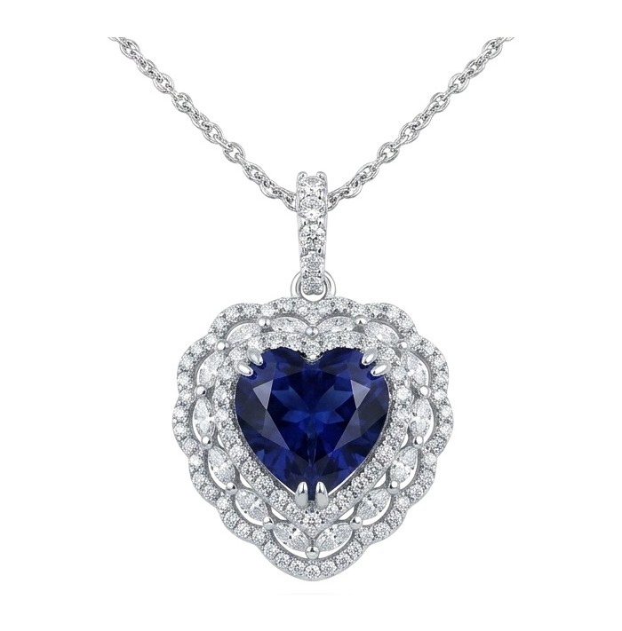 Titanic - Heart of The Ocean Necklace ~ 8.5 Ct Tanzanite Necklace In 925 Sterling Silver necklace