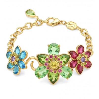 35.2 carat Blooming Garden Natural multicolot Topaz 14k Gold over .925 Sterling Silver handcrafted Statement Bracelet
