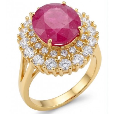 Scarlett 9.7 ctw Mozambique Ruby .925 Sterling Silver dipped in 22K Gold handcrafted Statement Ring size 8