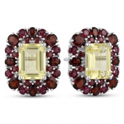 Victoria Authentic 10.5 carat Brazilian Citrine .925 Sterling Silver brilliantly dipped in rhodium handcrafted Statement earrings