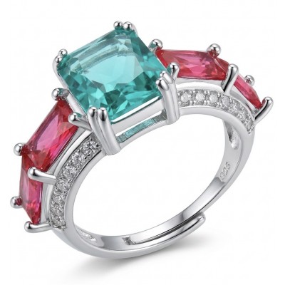 Authentic 6.7 carat Green Topaz .925 Sterling Silver Perfectly handcrafted Ring s. 8 adjustable