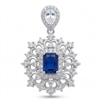 Born to Glam 2.2 carat natural Sapphire .925 Sterling Silver Perfectly handcrafted Pendant