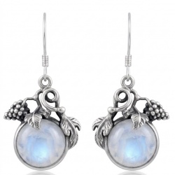 Moonlight Authentic 11.2 carat Fire Moonstone .925 Sterling Silver handmade Satement earrings