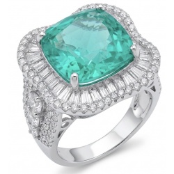 Precious 12.2 CARAT Colombian Emerald .925 Sterling Silver Statement Ring s. 6 1/4