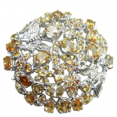 Eden - Vintage Design Genuine 11.2 Brazilian Citrine .925 Sterling Silver handmade Pendant Brooch
