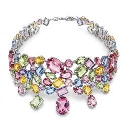 Dolce Vita 184.5 carat multicolor Topaz .925 Sterling Silver rhodium over handcrafted Statement Choker necklace