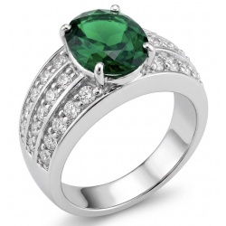 Natural 7.4 carat Tsavorite Garnet .925 Sterling Silver handmade Statement Ring size 7 1/4