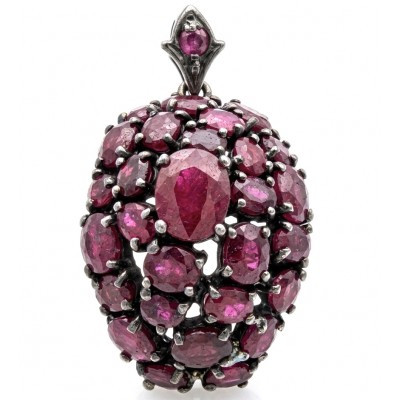 Giovanna 26.4 carat authentic Mozambique Ruby black rhodium .925 Sterling Silver handmade Pendant