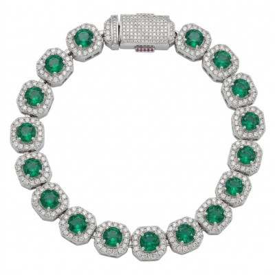 Beauty of Nature - natural 22.5 carat Emerald .925 Sterling Silver handmade Statement Bracelet