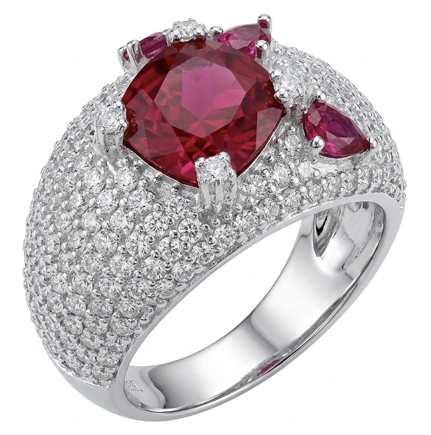 Ruby Ring Sterling Silver | 4.4 ctw Mozambique Ruby