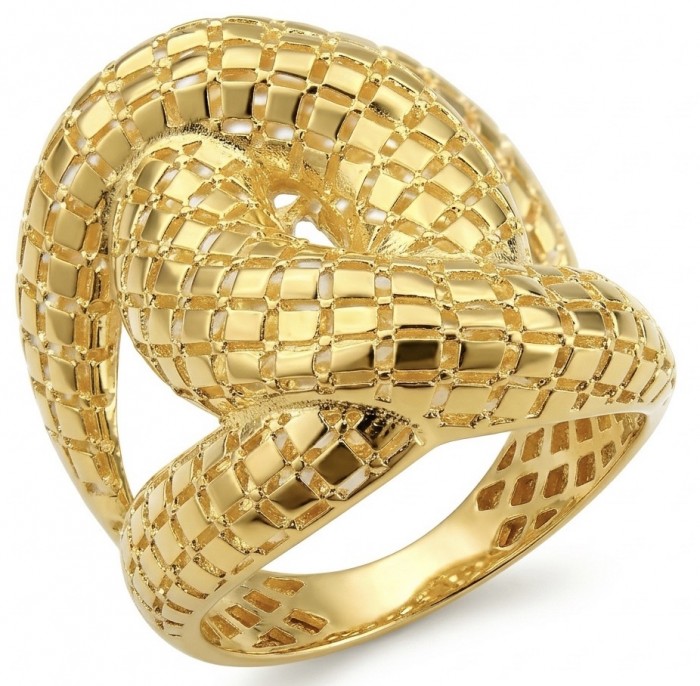 Dubai Style - Golden knot - .925 Sterling Silver dipped in 22K Gold handmade Large ring size 6 1/4