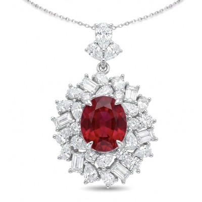Luxurious 9.9 carat natural Mozambique Ruby .925 Sterling Silver .925 Sterling Silver Statement Necklace