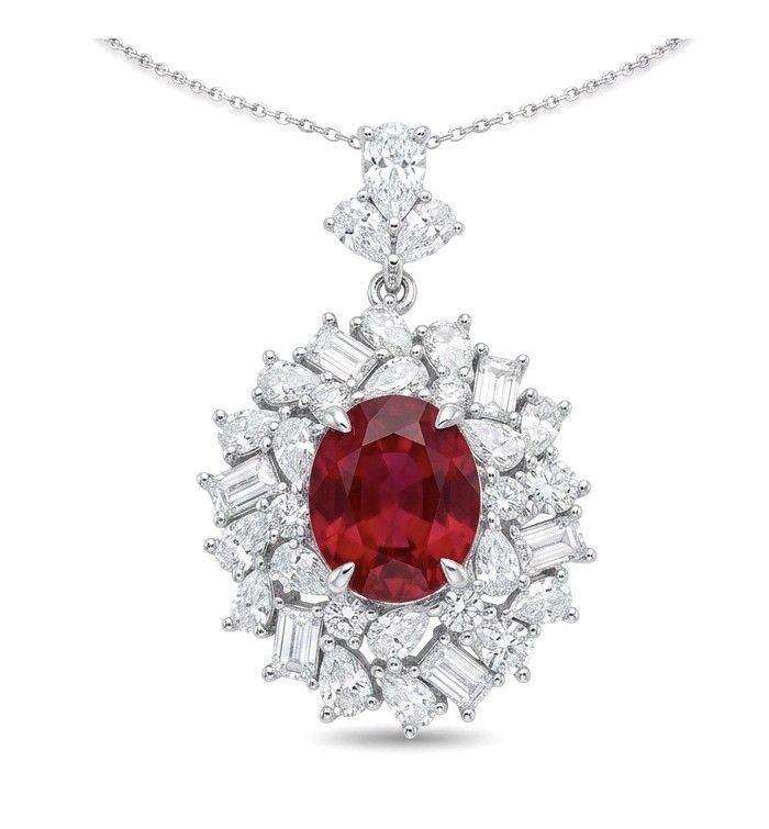Luxurious 9.9 carat natural Mozambique Ruby .925 Sterling Silver .925 Sterling Silver Statement Necklace