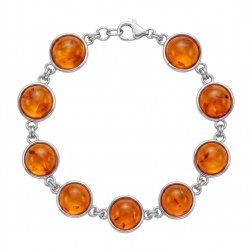 Excellent quality Cognac color Baltic Amber .925 Sterling Silver entirely handcrafted Bracelet