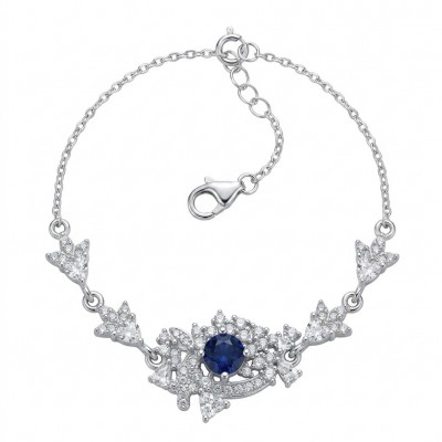 Vintage style - Giovanna - oval pear cut 6.8 carat Sapphire .925 Sterling Silver handcrafted Statement Bracelet