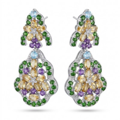 Giovanna - Authentic 18.9 carat Brazilian Citrine .925 Sterling Silver dipped in rhodium handcrafted earrings