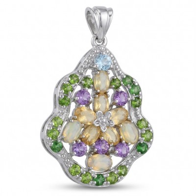 Giovanna - Authentic 18.9 carat Brazilian Citrine .925 Sterling Silver dipped in rhodium handcrafted Statement pendant