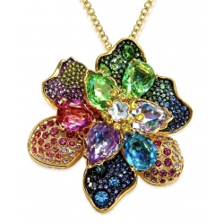 Wonderland 68.5 carat multicolor Topaz 14K Gold over .925 Silver handcrafted Statement necklace