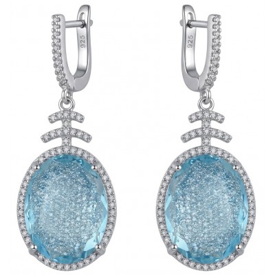 Angelina 20.9 carat authentic Aquamarine .925 Sterling Silver Handcrafted Earrings