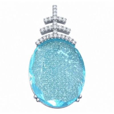 Angelina 14.9 carat authentic Aquamarine .925 Sterling Silver Handcrafted pendant