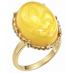 Vintage Style Authentic Golden Butterscotch Baltic Amber 18K Gold over .925 Sterling Silver entirely handcrafted ring; s. 6