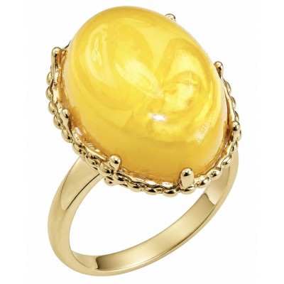 Vintage Style Authentic Golden Butterscotch Baltic Amber 18K Gold over .925 Sterling Silver entirely handcrafted ring; s. 6