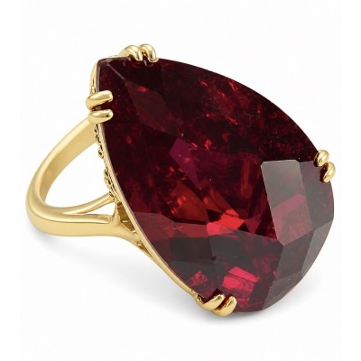 Carmen Natural 25.4 carat Ruby .925 Sterling Silver dipped in 22K Gold handmade Large Statement Ring size 6