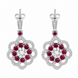 Giovanna - 4.5 carat Ruby .925 Sterling Silver handcrafted incredible earrings