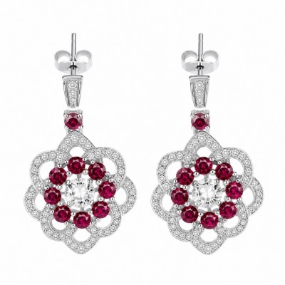 Giovanna - 4.5 carat Ruby .925 Sterling Silver handcrafted incredible earrings