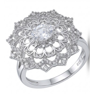 Luxurious - 6.2 carat White Topaz Sterling Silver handcrafted ring size 9