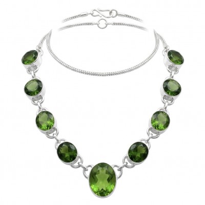Emma 89.8 carat Green Topaz silver Handcrafted necklace