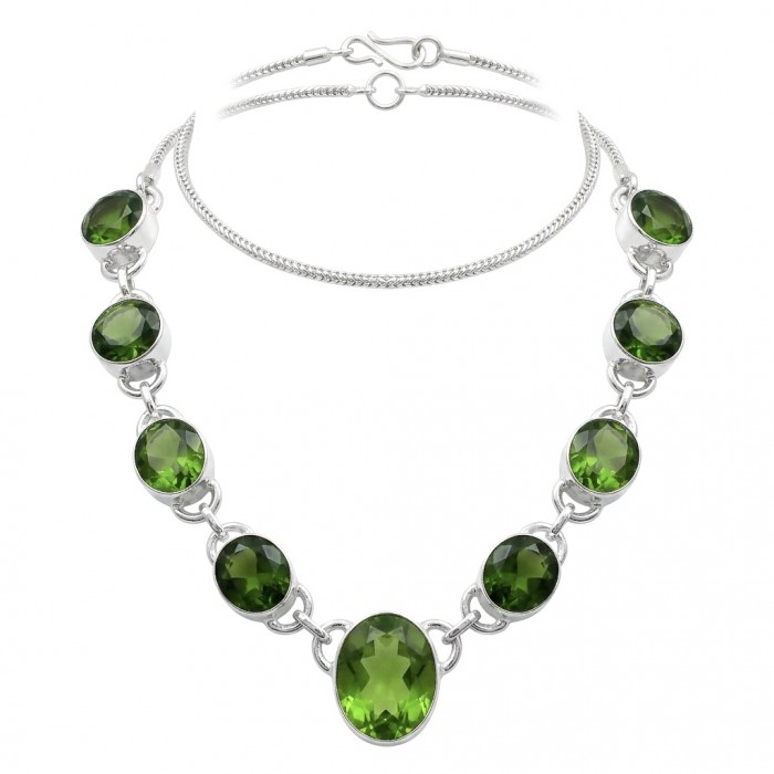 Emma 89.8 carat Green Topaz silver Handcrafted necklace