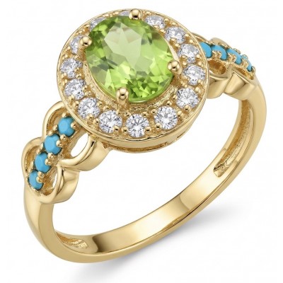 Flower 2.2 carat Brazilian Peridot 18K Gold over .925 Sterling Silver Handcrafted Ring size 6