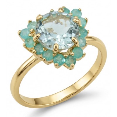 Natural 4.9 carat Green Amethyst 18K Gold .925 Sterling Silver handmade Statement Ring size 8