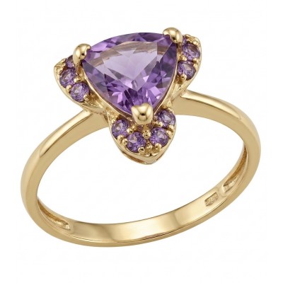 3.4 carat Amethyst 18K Gold over .925 Sterling Silver Handcrafted Ring size 10 1/4