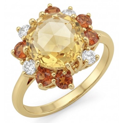 Julietta 3.2 carat Brazilian Citrine .925 Sterling Silver dipped in 18K Gold handcrafted ring; s. 9