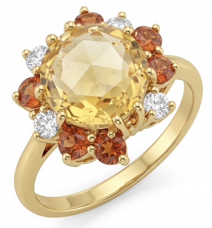 Julietta 3.2 carat Brazilian Citrine .925 Sterling Silver dipped in 18K Gold handcrafted ring; s. 9